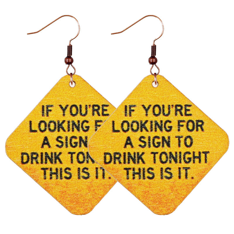 Wholesale Oktoberfest Retro Old Style Beer Elements Geometric Classic Quotes Women's Wooden Earrings