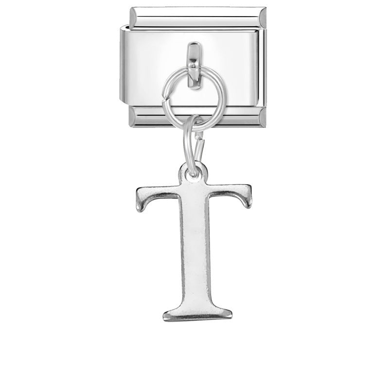 Wholesale 9mm Italian Charm Starter Bracelets DIY Letter Pendant Stainless Steel Composable Bracelet