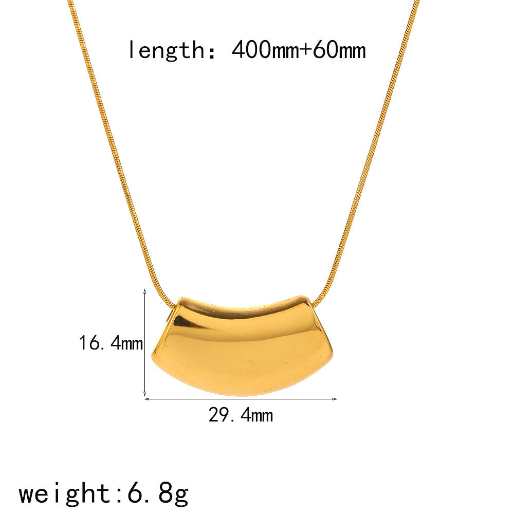 Wholesale Geometric Curved 18K Gold Stainless Steel Necklaces ACC-NE-LiQuan001