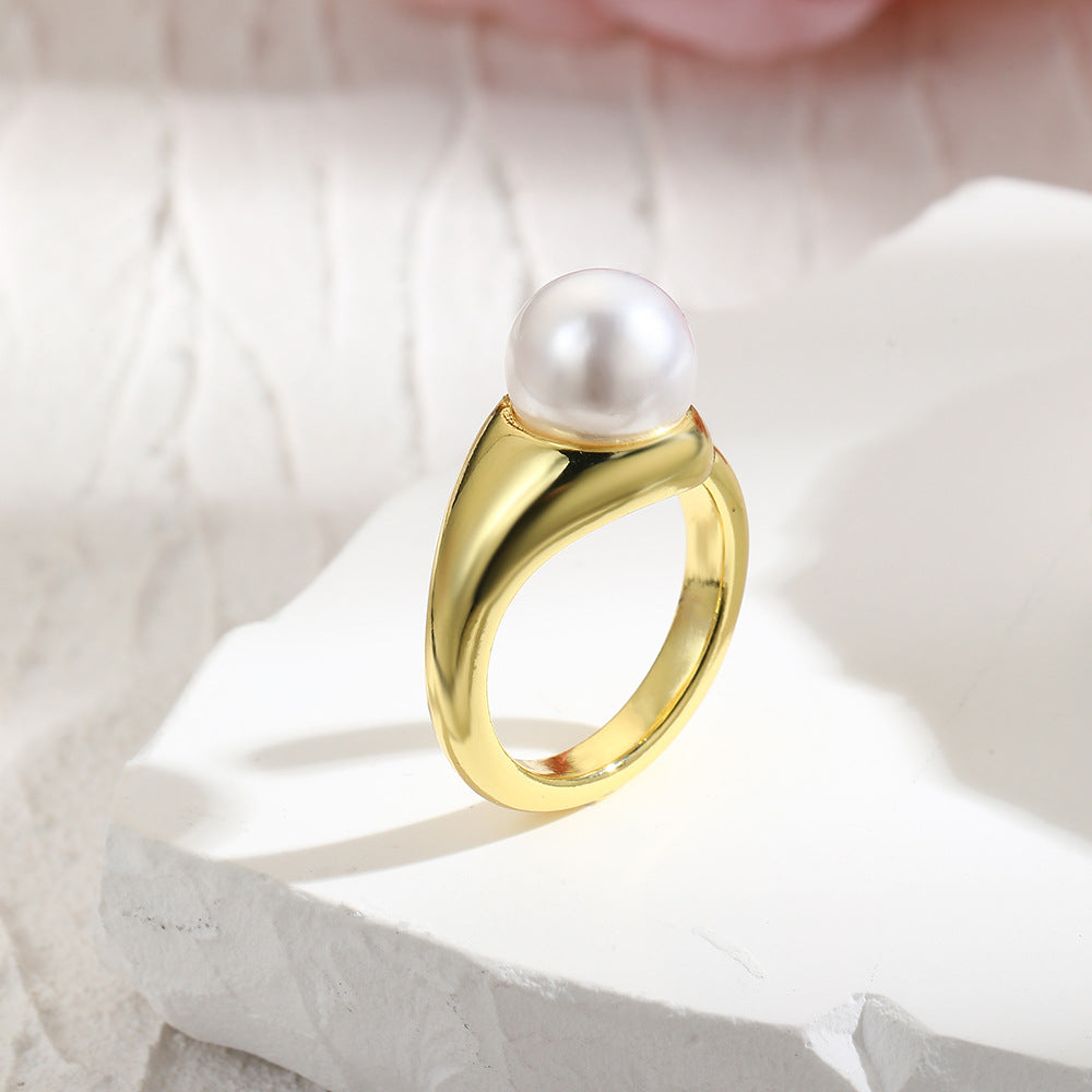 Wholesale 18k copper plated polished Baroque ring for women