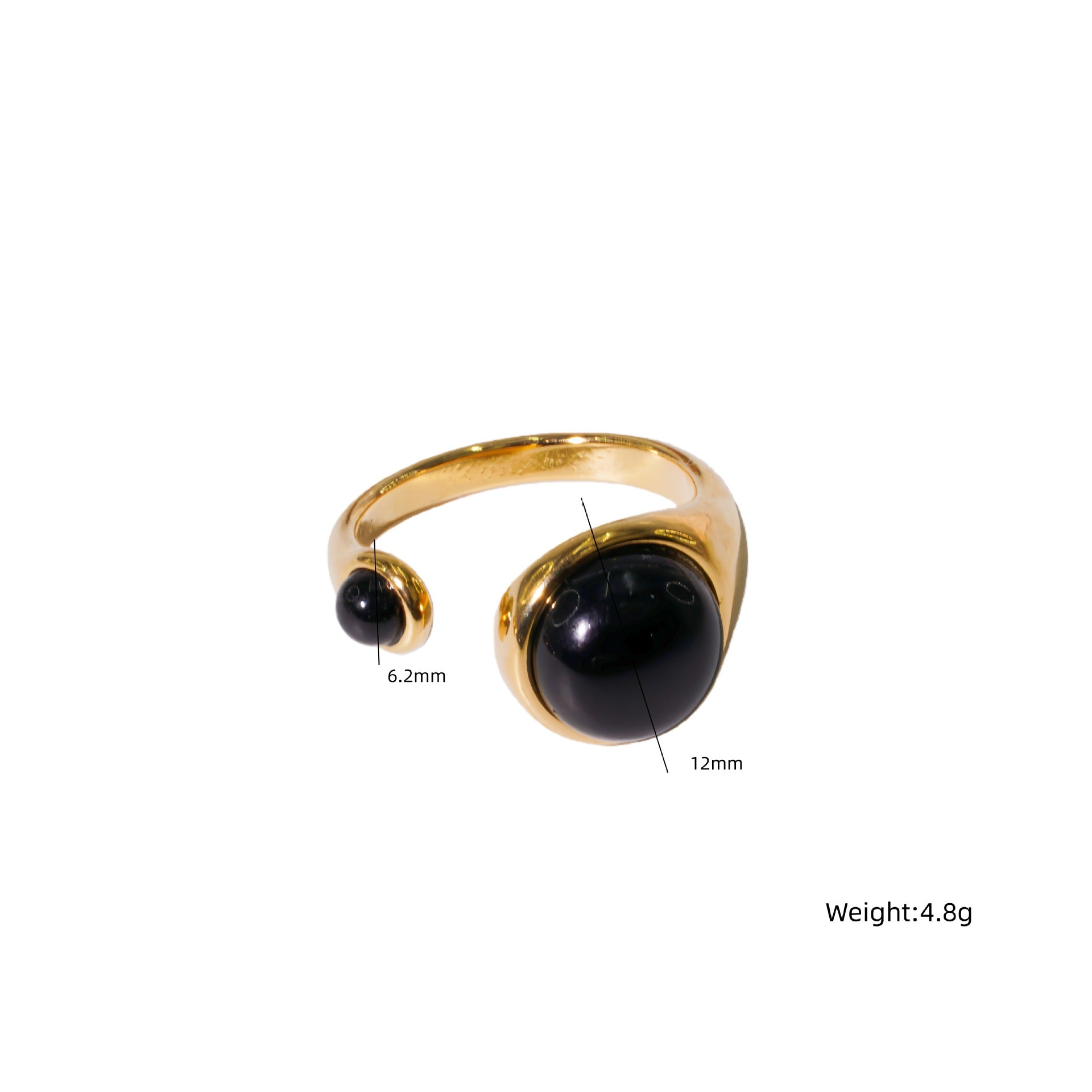 Wholesale Titanium Steel Adjustable Open Ring with Natural Stone Inlay Palace Style Jewelry Gift