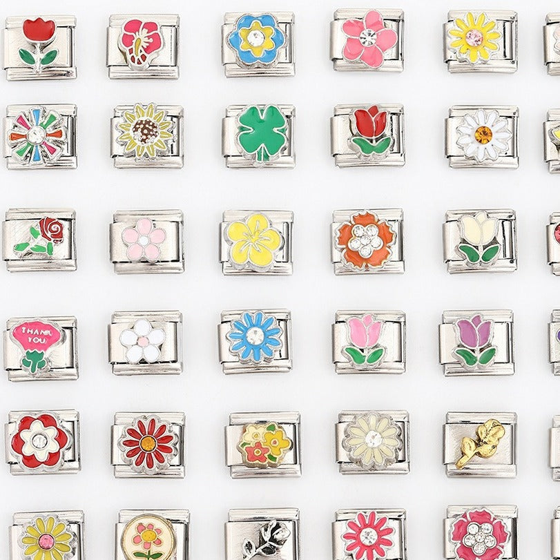 Wholesale Italian Style Flower Modular Bracelet Stainless Steel Fashion Accessory For Gift And Resale