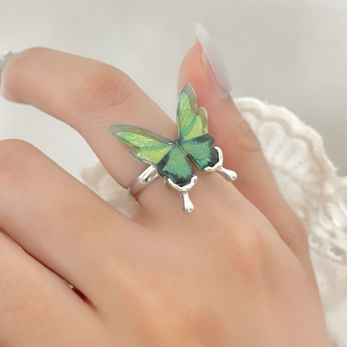 Wholesale Mambo Style Three-dimensional Butterfly Ring
