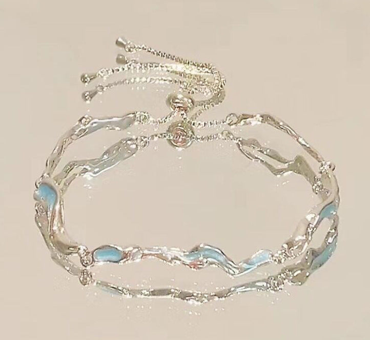 Wholesale Pink Cherry Blossom Bowknot Zircon Bracelet Alloy Fashion Jewelry Boutique Resale