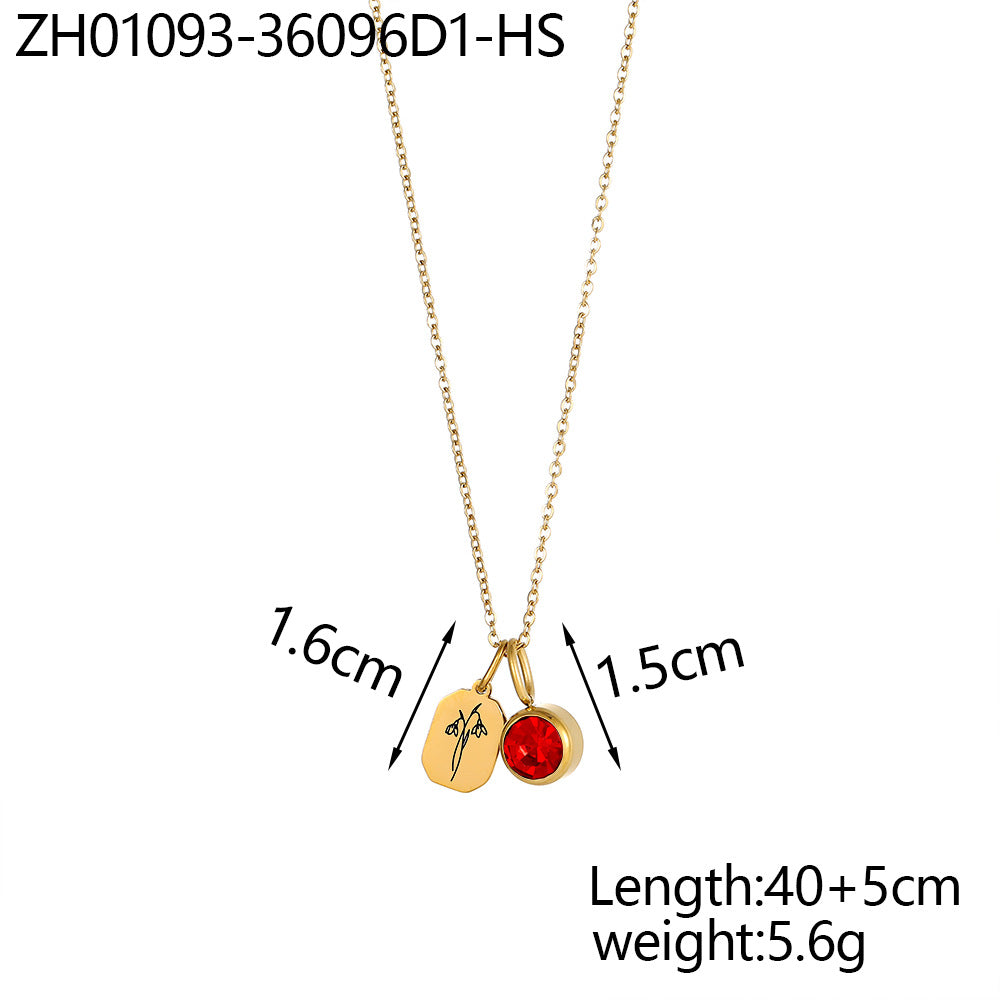 Wholesale Zircon Flower Pendant Stainless Steel  Necklace