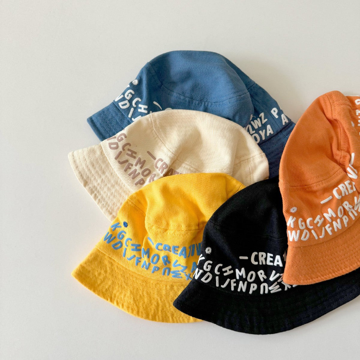Wholesale Letter Washed Denim Cotton Children's  Bucket Hat