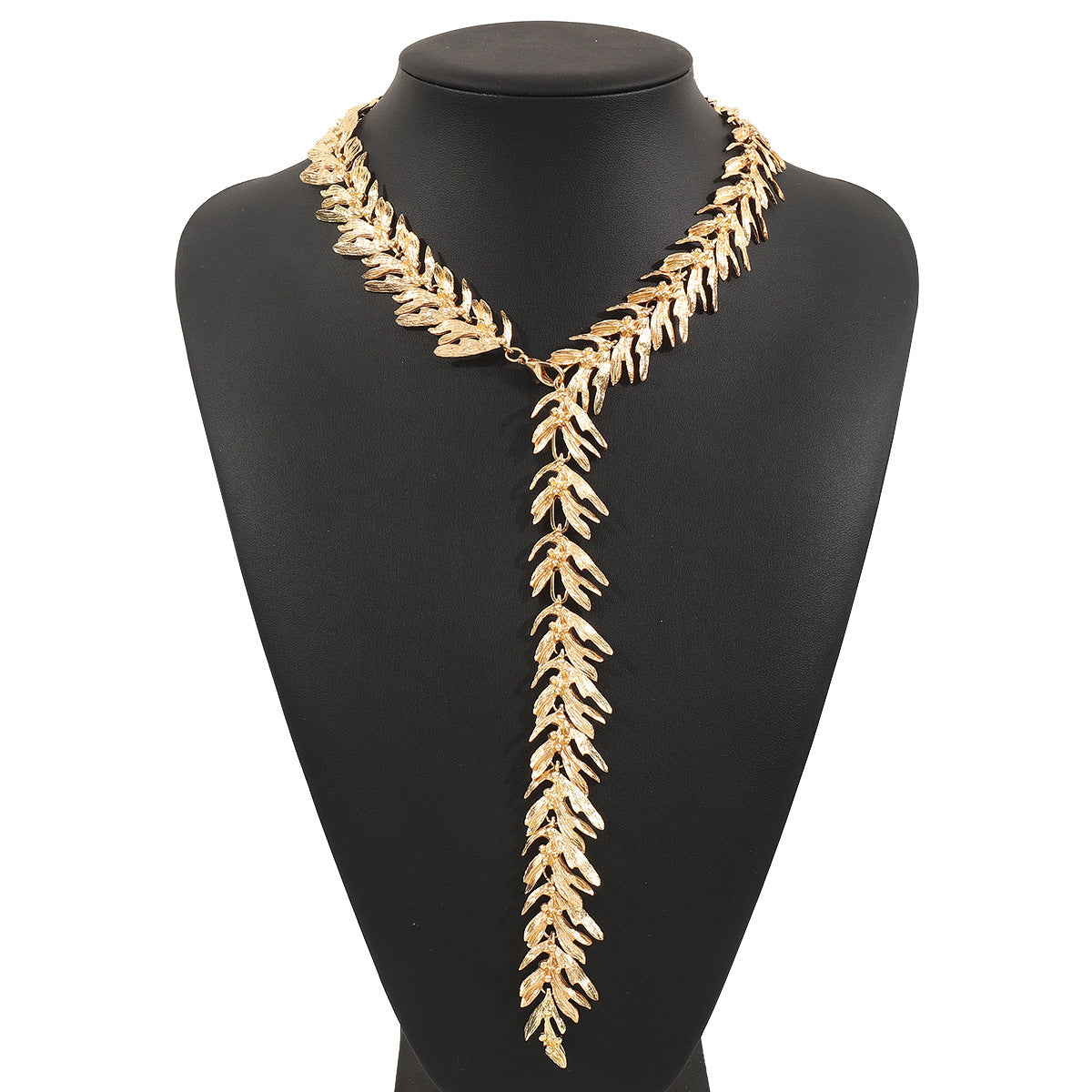 Wholesale personality trend temperament alloy leaf texture necklace