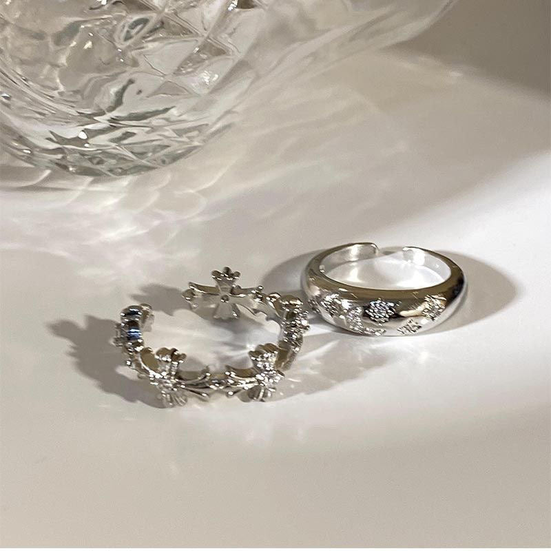 Wholesale Electroplated Zinc Alloy Zircon Cross Ring For Women Chic Minimalist Everyday Wear Gift