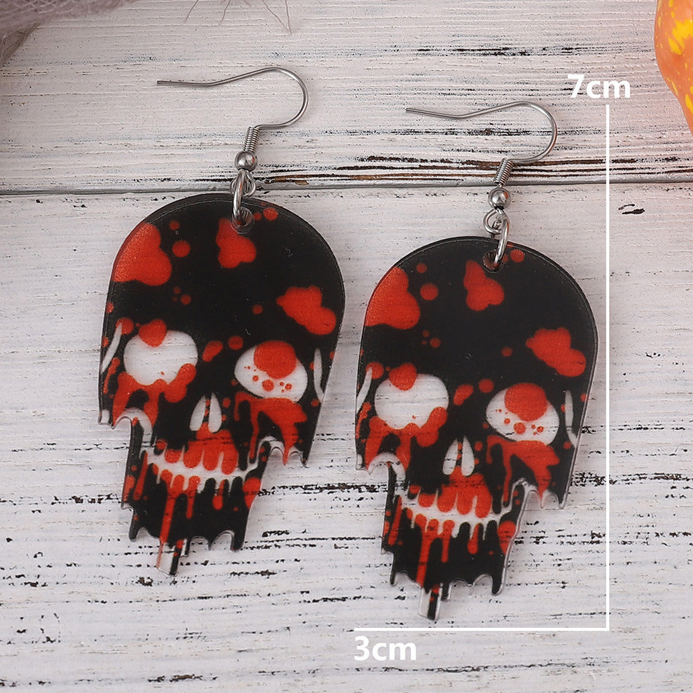 Wholesale Halloween horror blood skull acrylic earrings