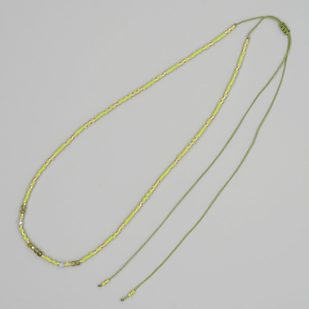 Wholesale personalized all-match jewelry colorful rice beads natural stone beaded necklace