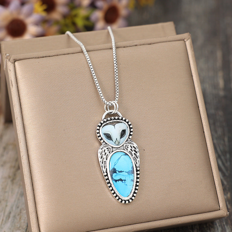 Wholesale Bohemian Retro Exaggerated Owl Alloy Pendant Necklace