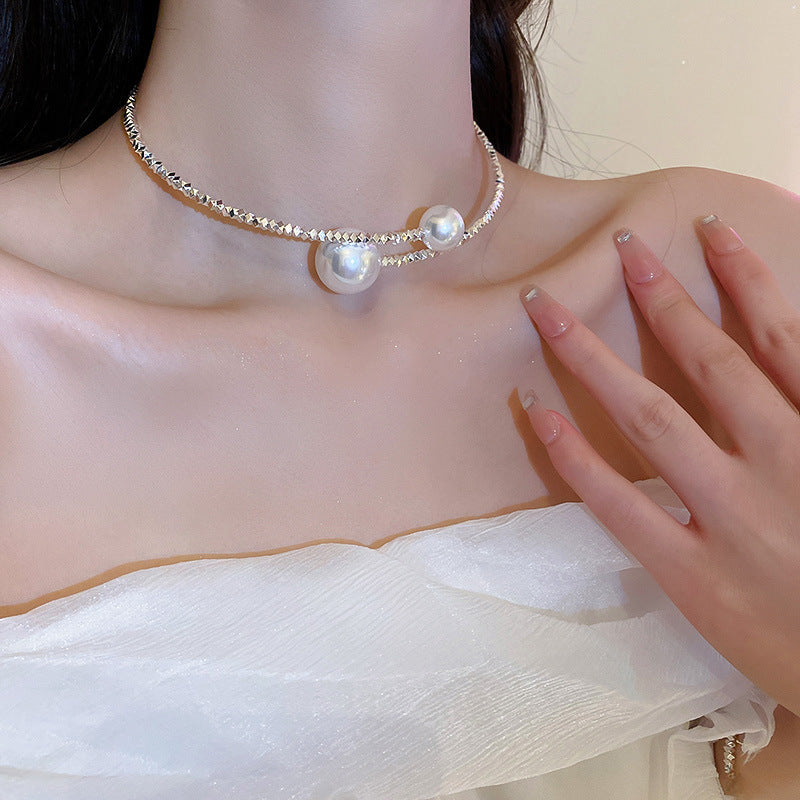 Wholesale Lace Collar Rhinestone Pearl Necklace