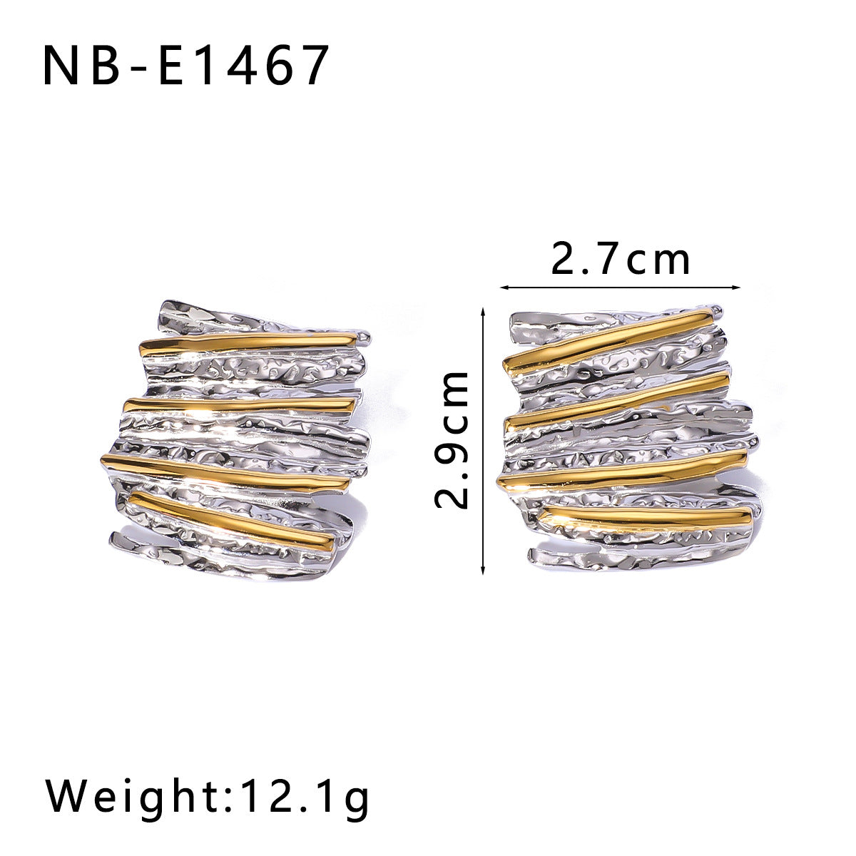 Großhandel Goldstahl gemischte Farbe Textur Edelstahl Ohrringe Anzug