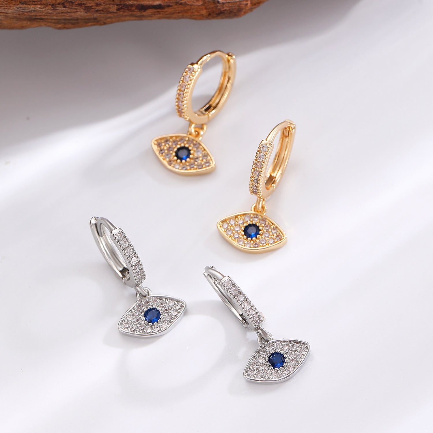 Wholesale Evil Eye Ear Cuff Geometric Gold Copper Women S Earrings With Zirconia Trendy Gift