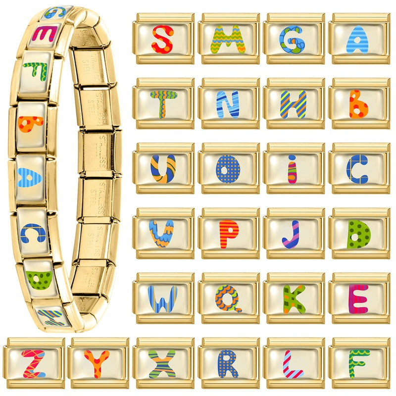 Wholesale  9mm Italian Charm Starter Bracelets DIY square Single Section Creative Stainless Steel Composable Bracelet