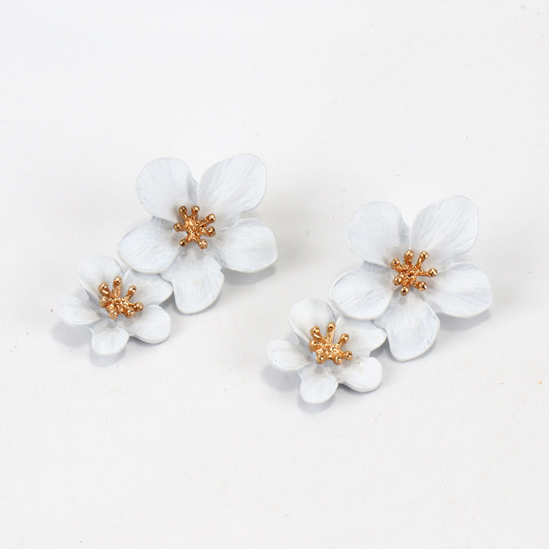 Wholesale Multicolor Double Flower Earrings