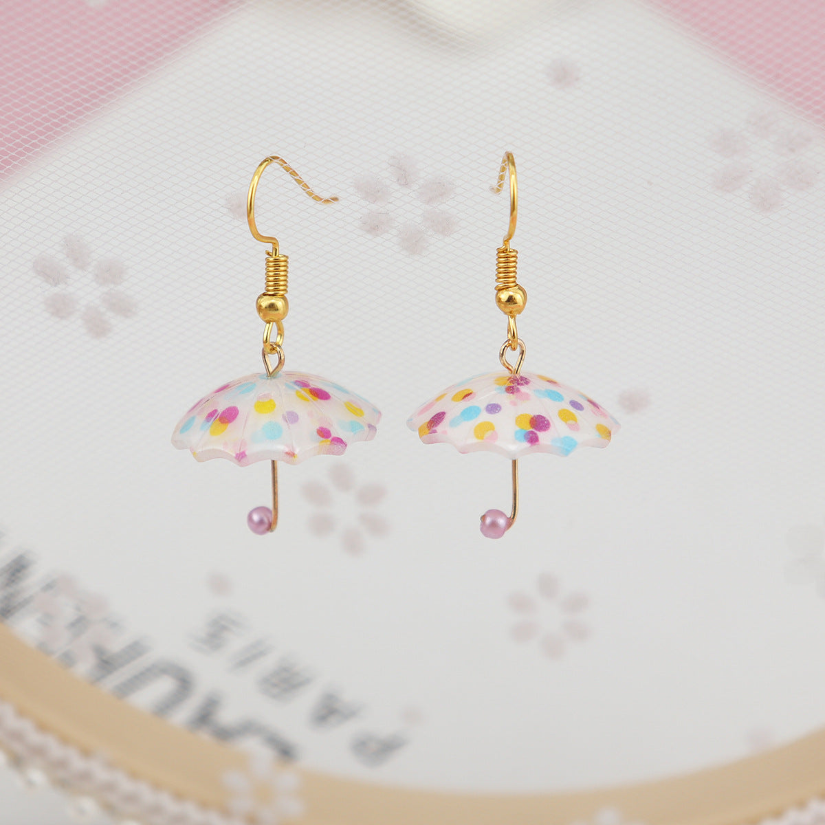 Wholesale Mini Creative  Rainbow Umbrella Earrings