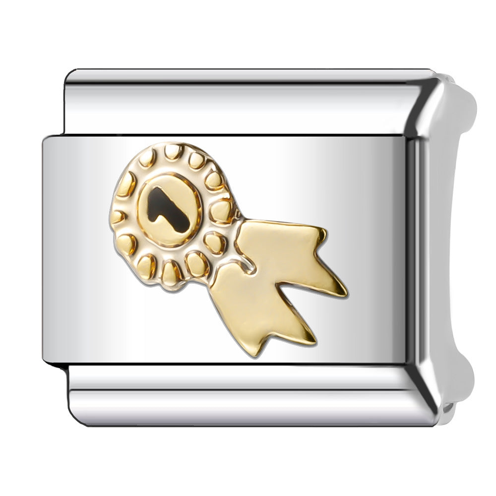 Wholesale Italian Charm Bracelet 9mm DIY Splicing Gold Series Stainless Steel Composable Bracelet