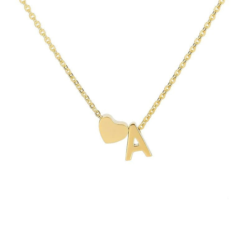 Wholesale Trendy Heart Letter Love Necklace Titanium Steel Gold Inlaid Fashion Jewelry Accessory