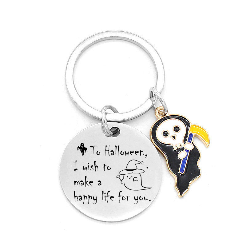 Wholesale Cute Stainless Steel Ghost Pumpkin Keychain  Party Gift Fashion Accessory For Resale