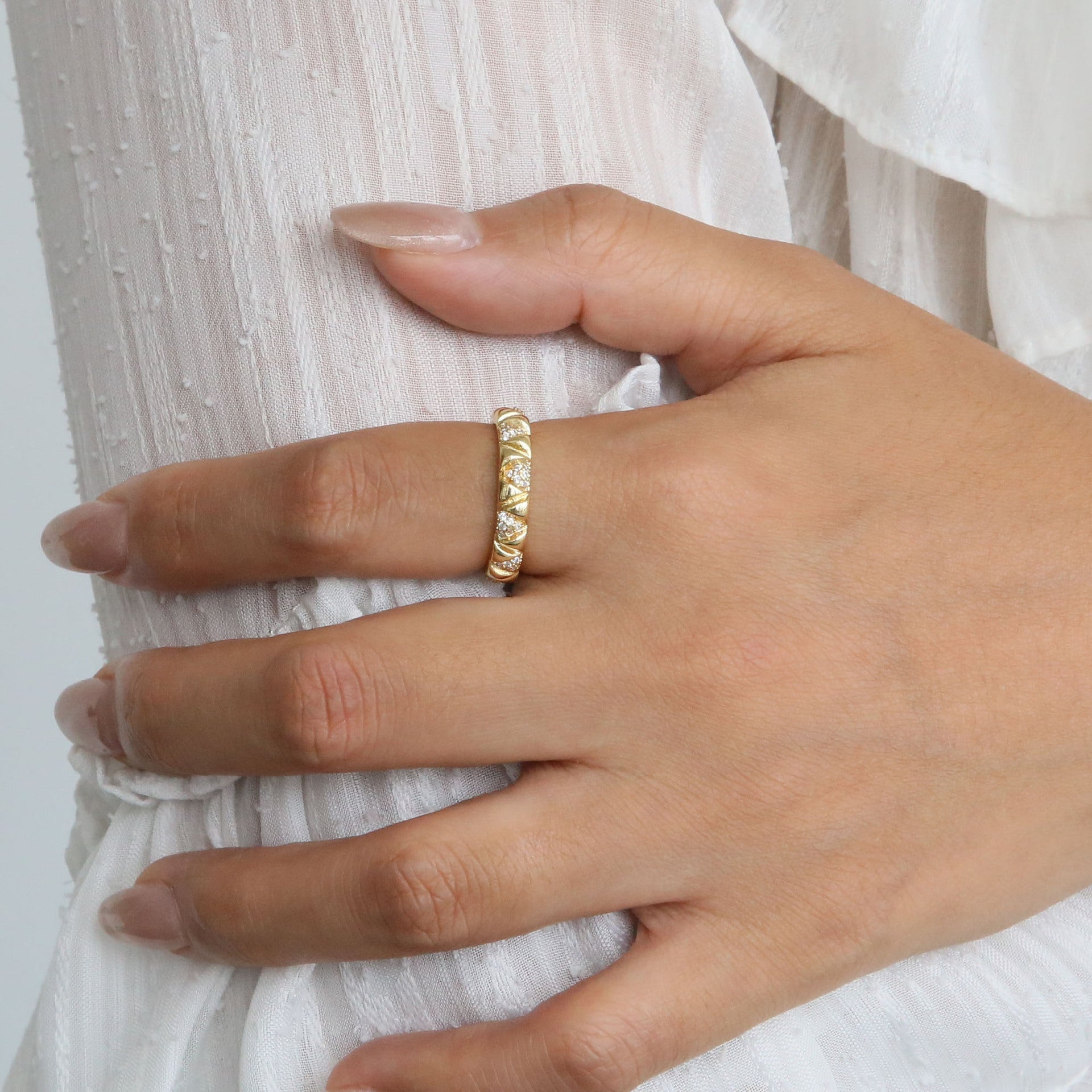 Wholesale 18k gold brass geometric triangle ring
