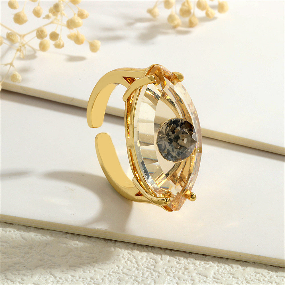Wholesale Glass Evil Eye Ring for Women,  Opening Adjustable Geometric Design,  Trendy Jewelry Accessory for Everyday Wear or Boutique Resale