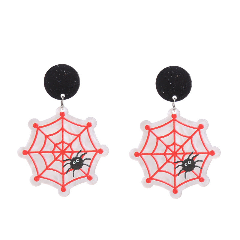 Wholesale  Pumpkin Cat Skull Funny Exaggerated Acrylic Halloween Earrings