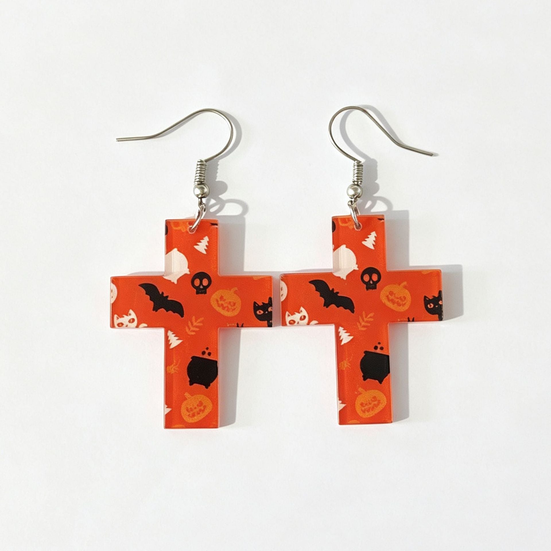 Wholesale  Double-Sided Acrylic Earrings Pumpkin Ghost Cross Prints Women Fashion Accessory Gift