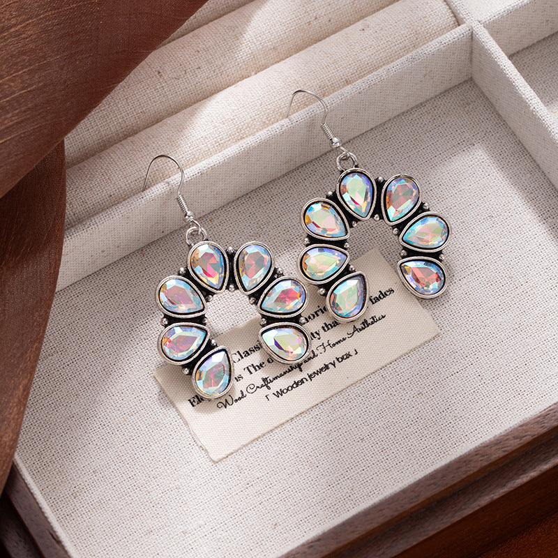 Wholesale Vintage flower earrings water drop turquoise flower earrings