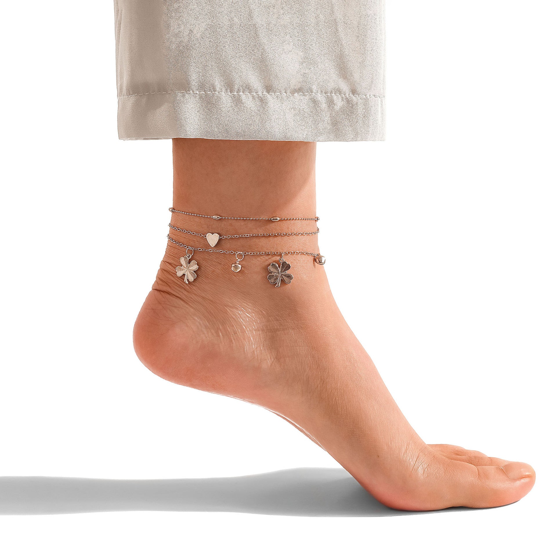 Wholesale 12pcs/set Fashion Heart Starfish Rose Anklet