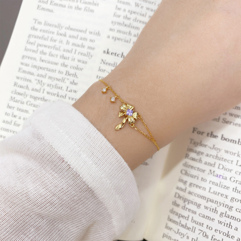 Wholesale Bow Zirconia Bracelet S925 Sterling Silver Earrings