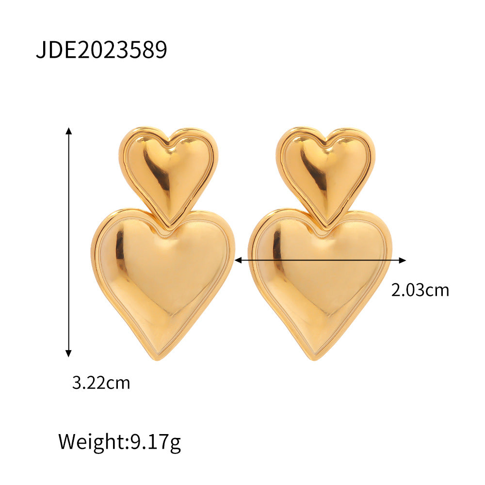 Wholesale 18k Gold Plated Heart Pendant Earrings ACC-ES-JieDing002