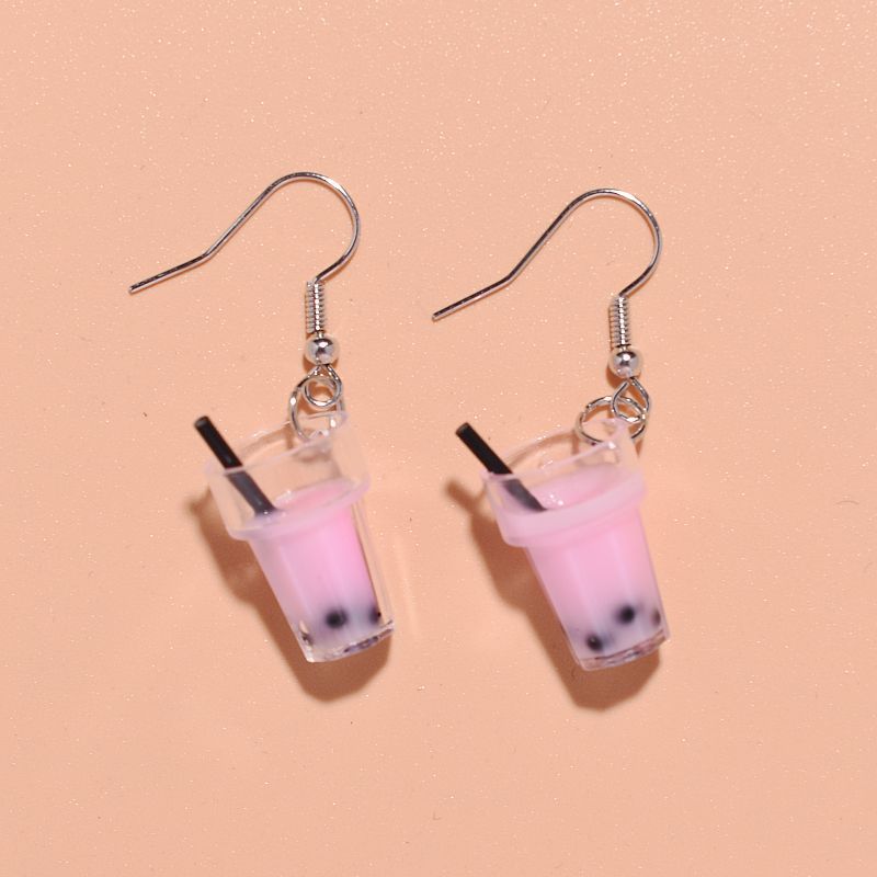 Wholesale Resin Pearl Milk Tea Earrings ACC-ES-Xunt001