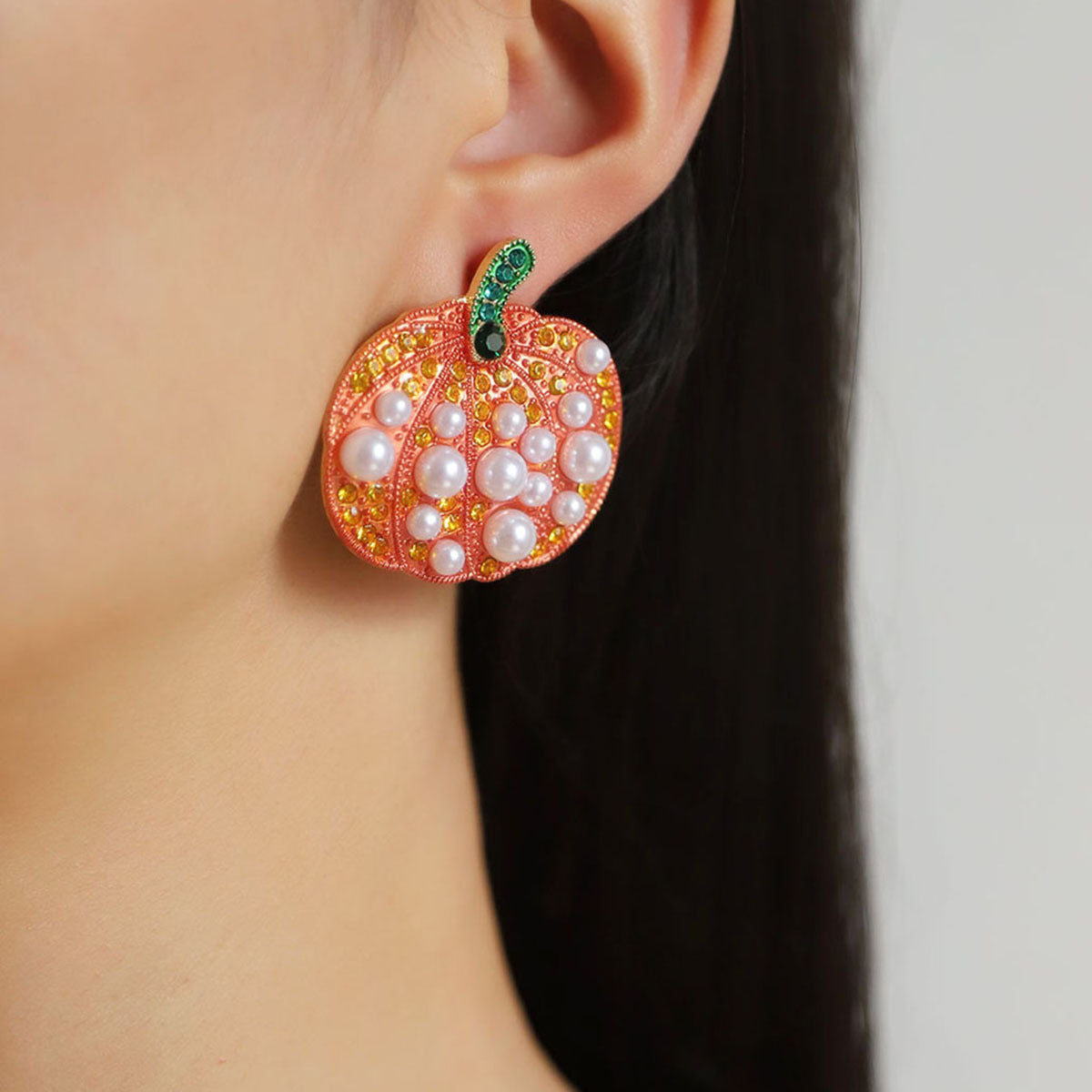 Wholesale  Alloy Pumpkin Earrings with Zircon