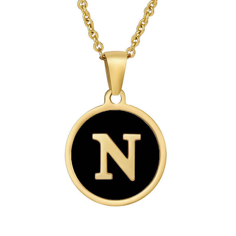 Wholesale Fashion Round Letter Stainless Steel Plating Necklace ACC-NE-Zhongy001