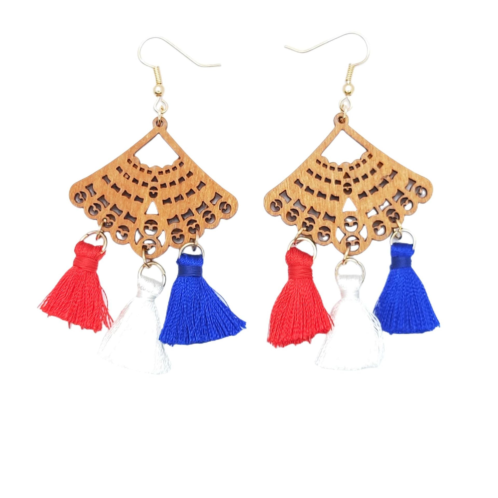 Wholesale American Independence Day Red White and Blue Flag Earrings ACC-ES-Jixuan001