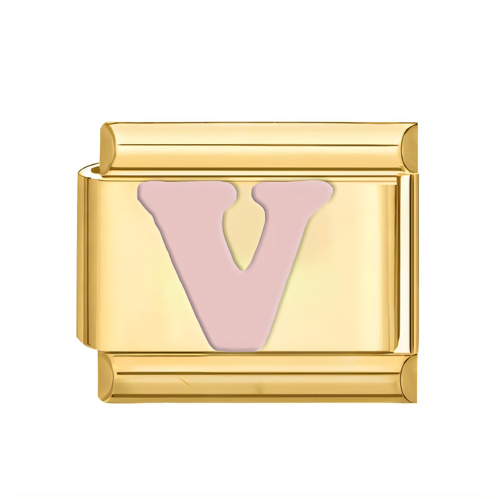 Wholesale ltalian Charms DlY Composable Bracelet Letter Module Stainless Steel DlY Bracelet