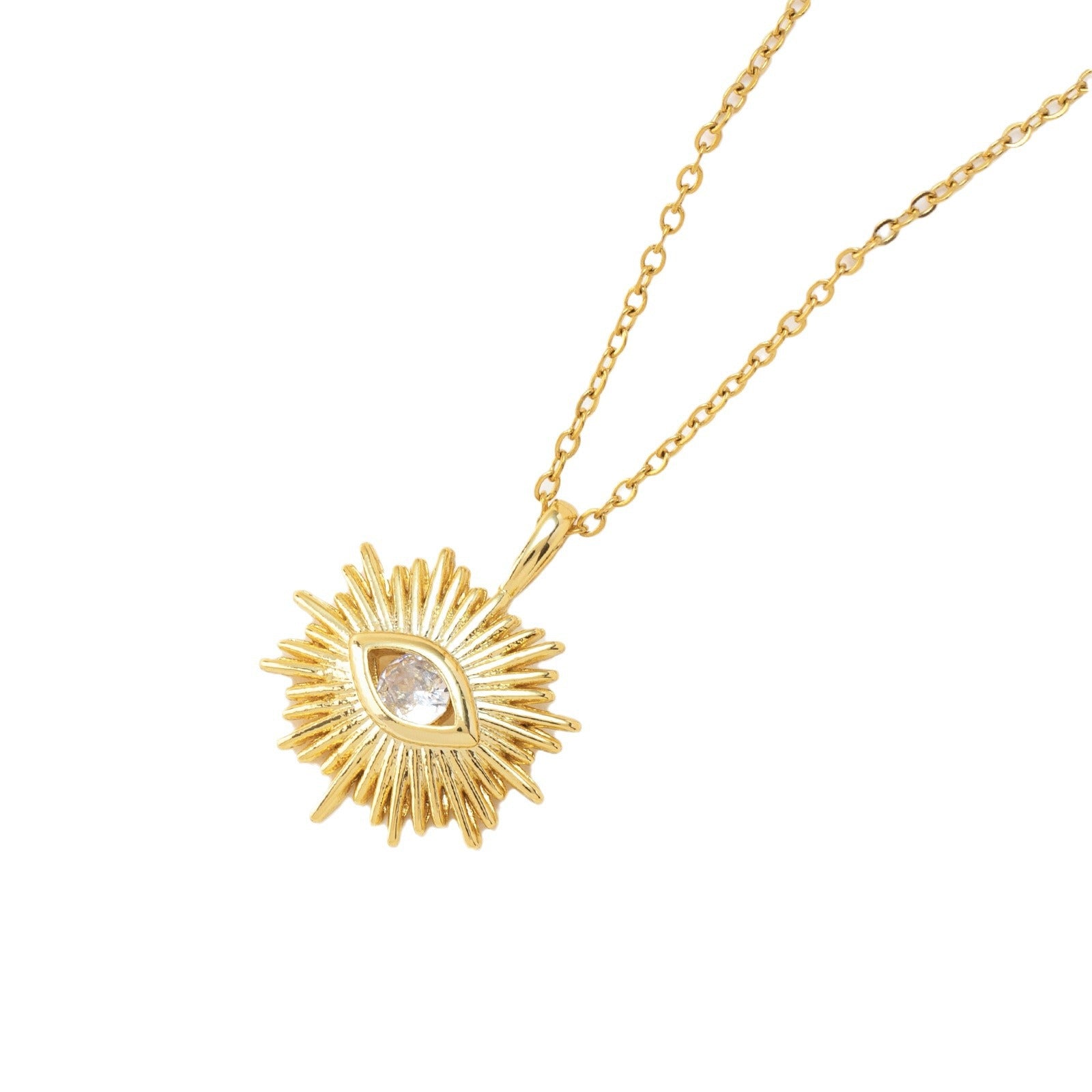 Wholesale Oil Dropping Devil's Eye  Zircon  Copper Plated 18k Gold  Necklace