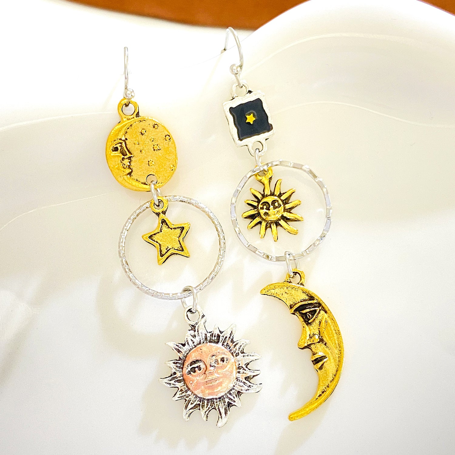 Wholesale Vintage Bohemian Star and Moon Earrings Tassel Drop Earrings ACC-ES-meih002