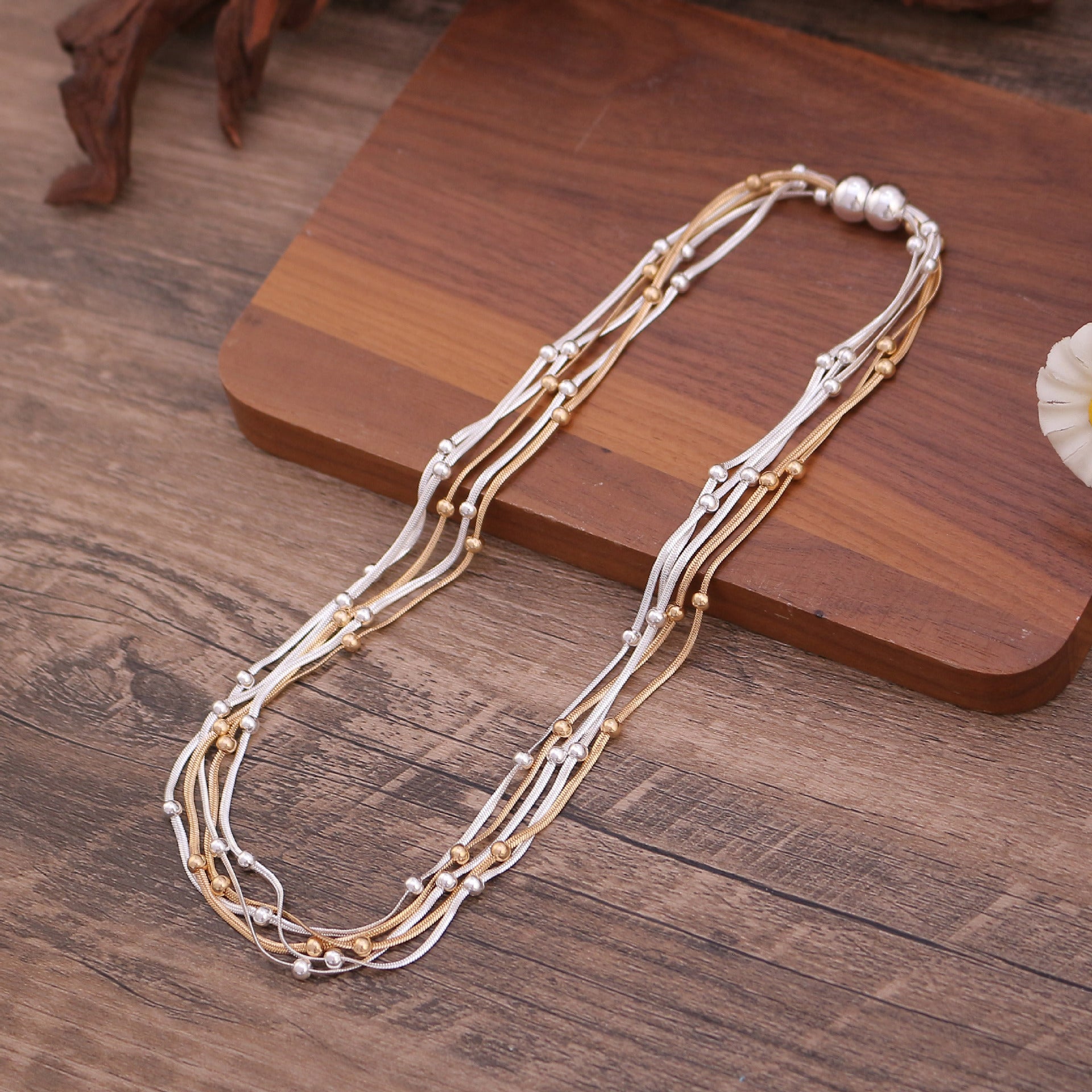 Wholesale  Five-Layer Snake Bone  Pearls Original Design Geometric Style Regular Chain