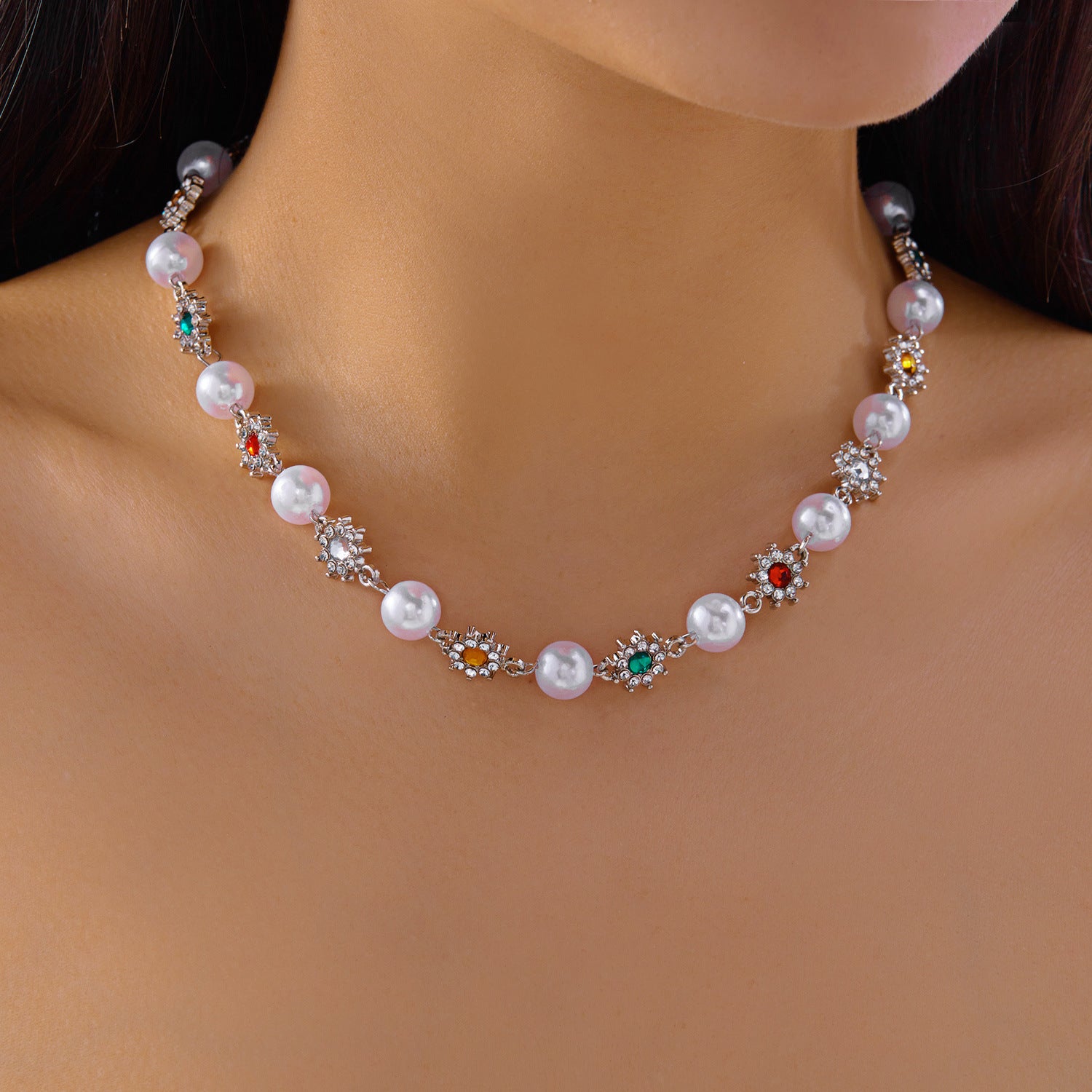 Wholesale Zinc alloy electroplating ing colorful necklace