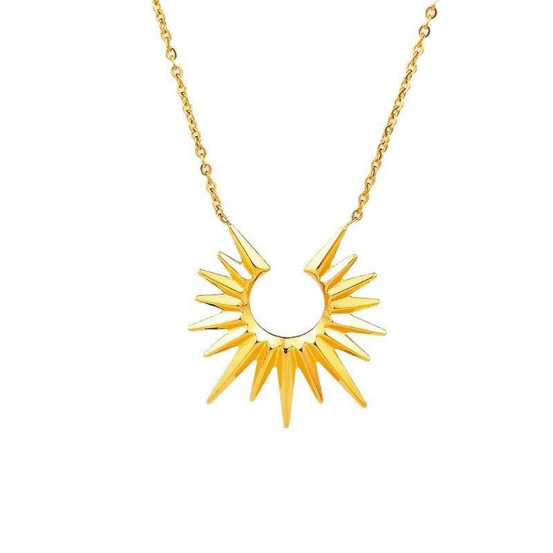 Wholesale Stainless Steel 18K Gold Plated Sunflower Necklaces ACC-NE-GuDi008