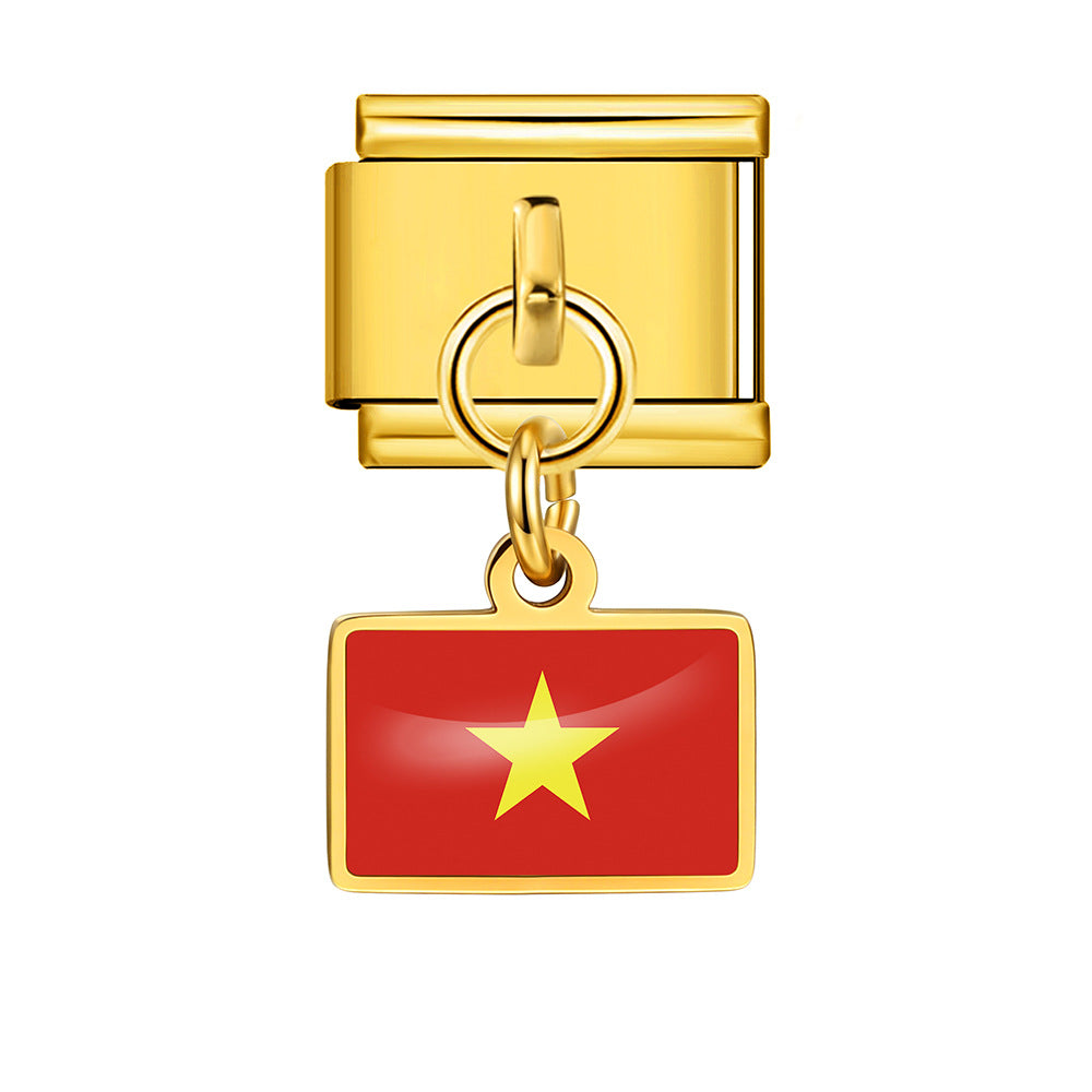 Wholesale World Flag Modular Bracelet Stainless Steel DIY Fashion Accessory