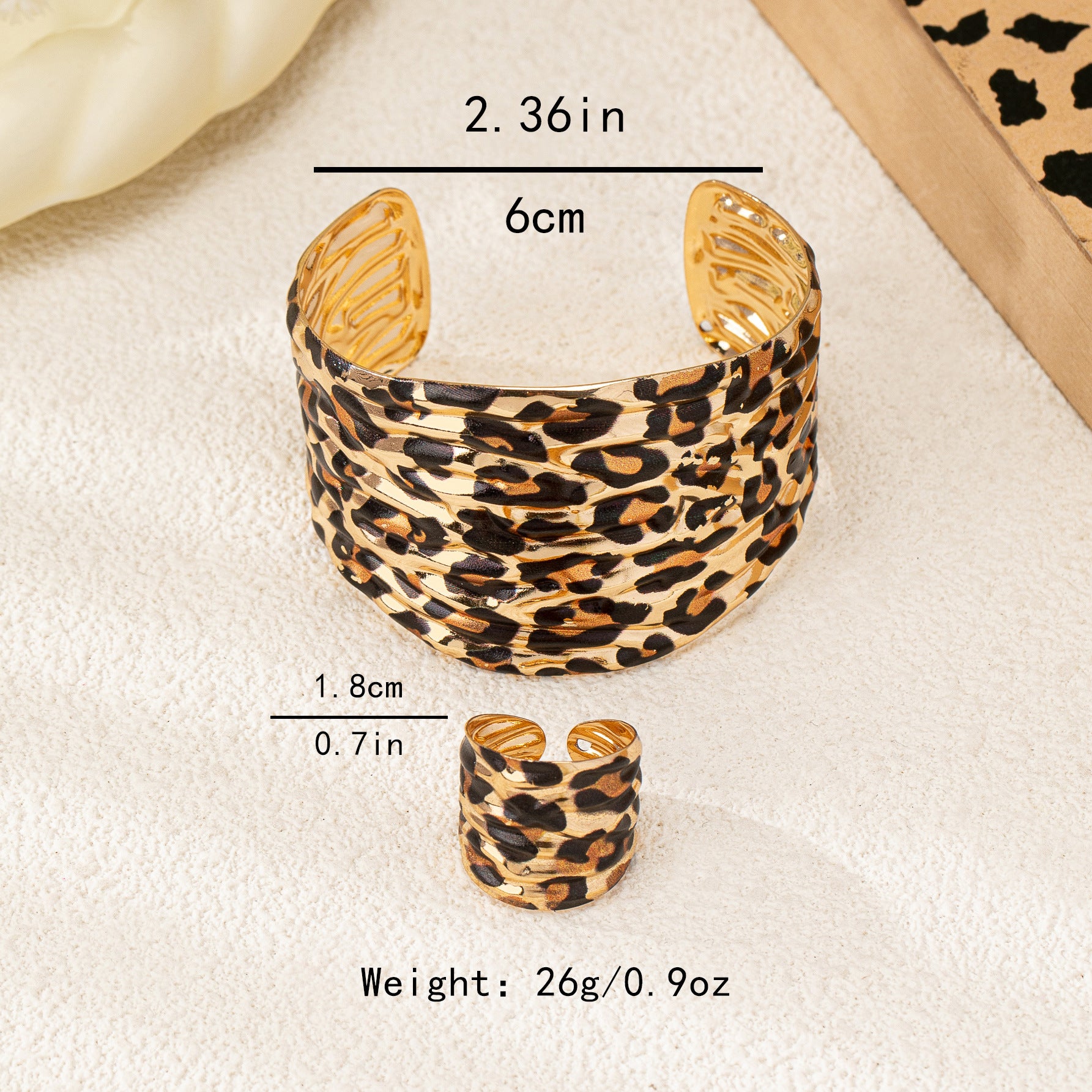 Wholesale Chic Leopard Geometric Irregular 2 Piece Bracelet And Ring Set For Women Alloy Electroplated Fashion Accessory Party Street Style Gift