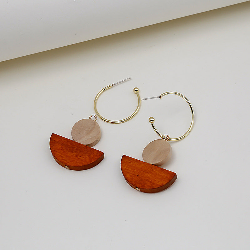 Wholesale Silver Needle Wooden Metal Long Tassel Earrings