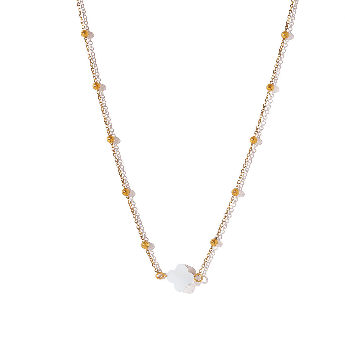 Wholesale Titanium Steel Stacked Bracelet suit Four-leaf Clover Natural Shell Pendant Bracelet suit