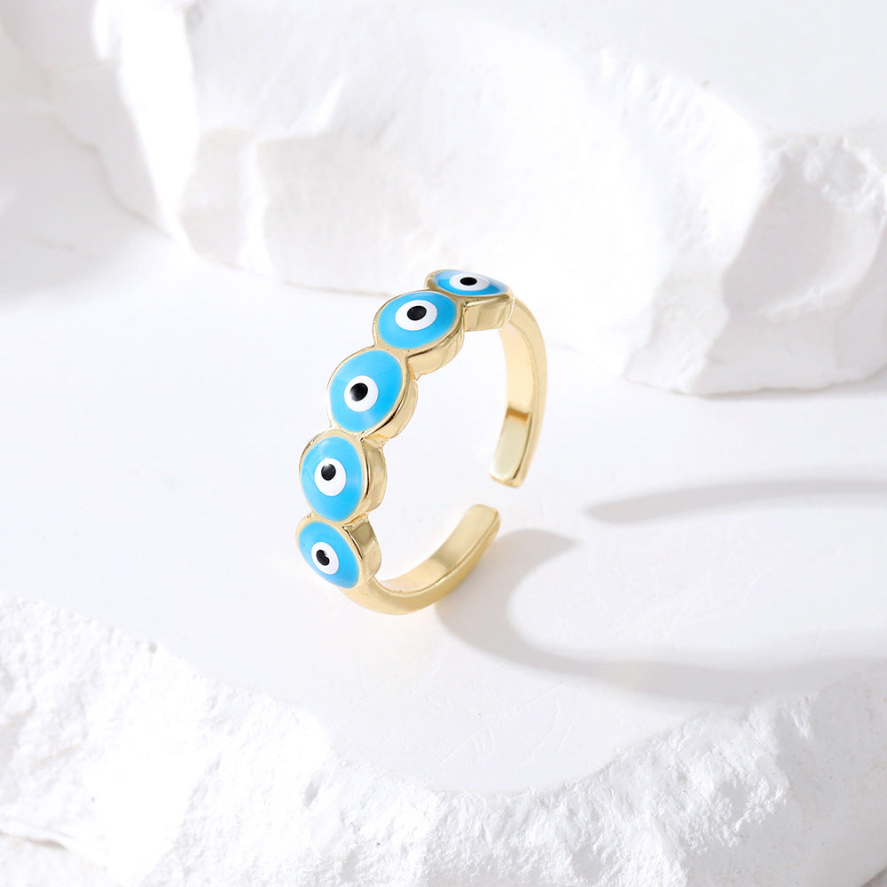 Wholesale Alloy Plated Evil Eye Open Ring Geometric Retro Design Fashion Jewelry Accessory For Everyday Wear