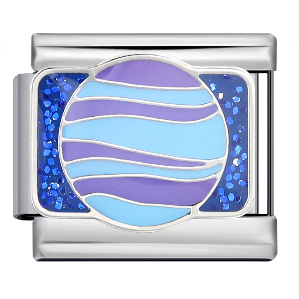 Wholesale Space Planet Italian Module  Stainless Steel Welding Oil Dropping Pattern DIY Charms