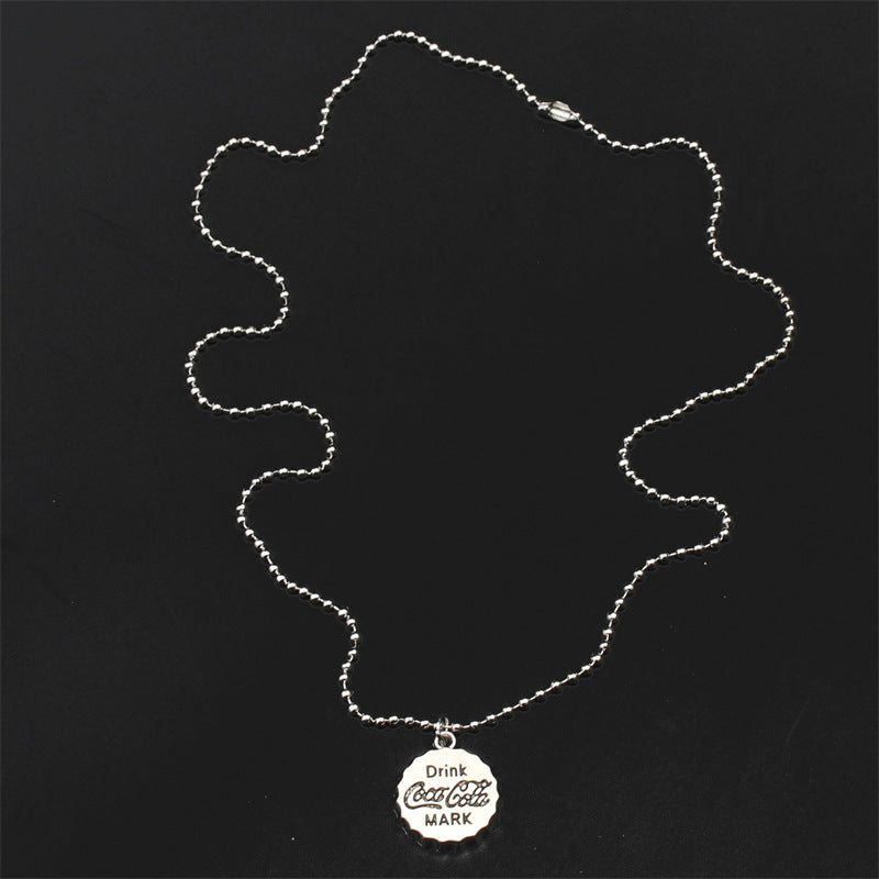 Wholesale Coke Bottle Cap Necklace Student Jewelry Pendant Titanium Steel ACC-NE-Ziyou003