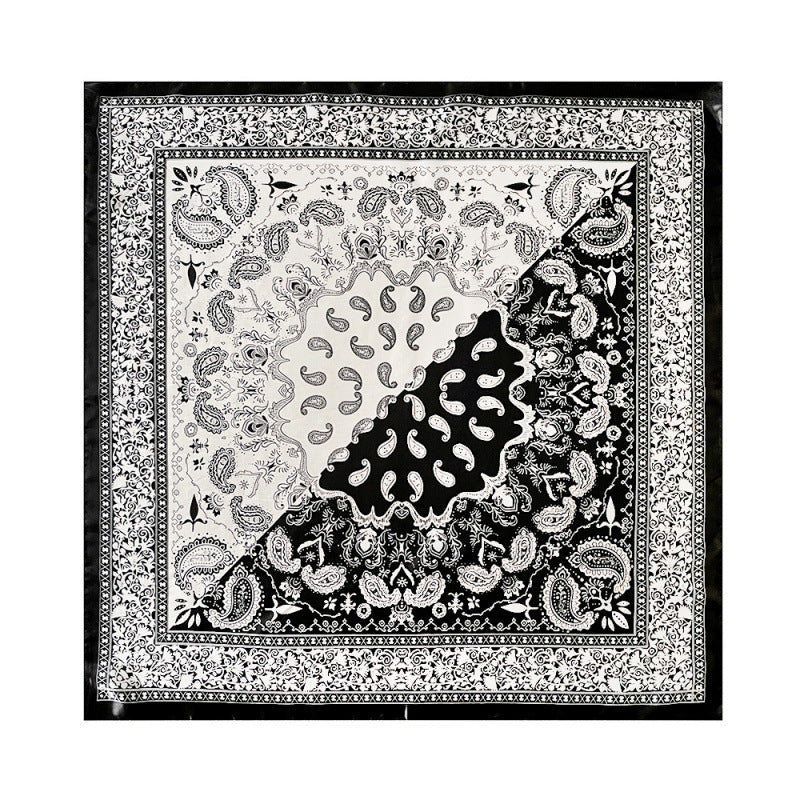 Wholesale  90cm Silk Scarf Classic Color-Blocking Paisley Print Scarf
